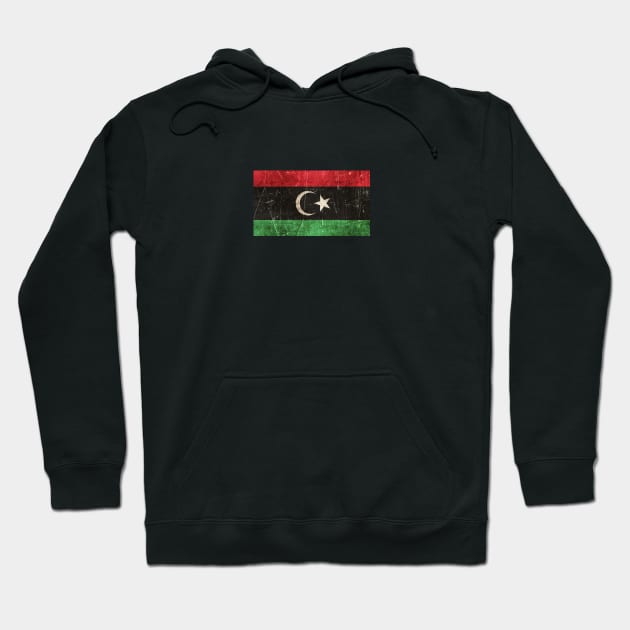 Vintage Aged and Scratched Libyan Flag Hoodie by jeffbartels